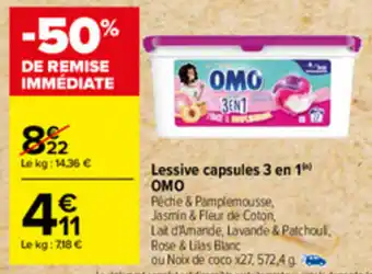 Carrefour Lessive capsules 3 en 1 OMO offre