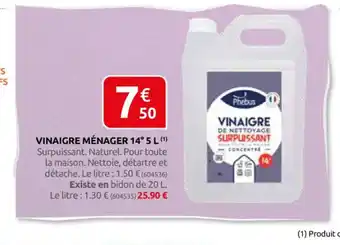 Rural Master VINAIGRE MÉNAGER 14° 5 L offre