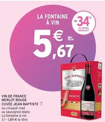 Vin de france merlot rouge cuvée jean baptiste