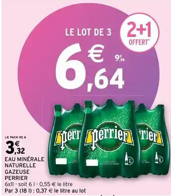 Intermarché Eau minérale naturelle gazeuse perrier offre