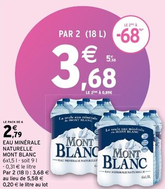 Intermarché Eau minérale naturelle mont blanc offre