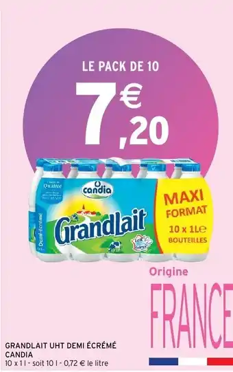 Intermarché Grandlait UHT demi écrémé candia offre