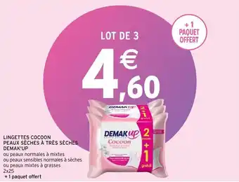 Intermarché Lingettes cocoon peaux sèches a tres seches demax offre