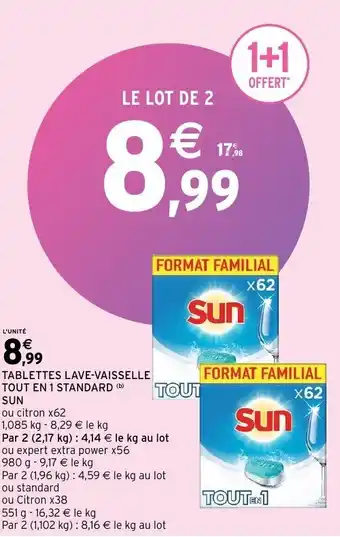 Intermarché Tablettes lave-vaisselle tout en 1 standard sun offre