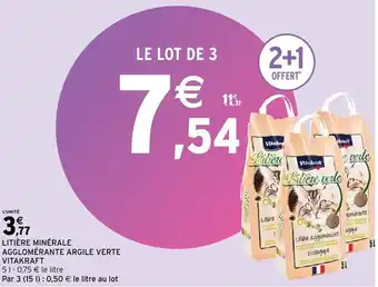 Intermarché Litière minérale agglomérante argile verte vitakraft offre