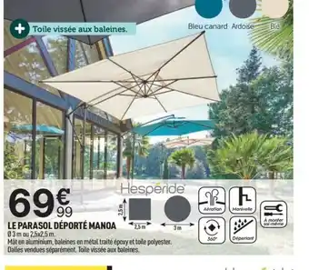 Centrakor LE PARASOL DÉPORTÉ MANOA offre