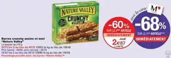 Monoprix Barres crunchy avoine et miel "Nature Valley" offre