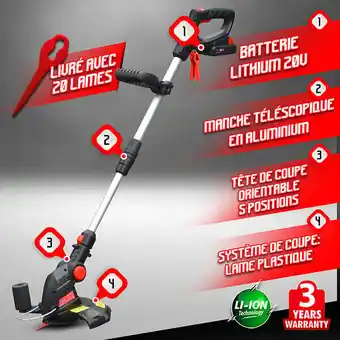 Brico Cash Coupe bordures sans fil 20V Batterie Lithium 2000mAh - 25cm - Elem Garden offre