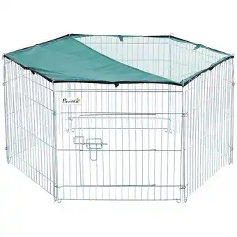 Bricorama PawHut Parc enclos modulable Acier 6 Panneaux et 1 Porte pour Chiens Ø 120 x 60 cm Gris Métal vert offre