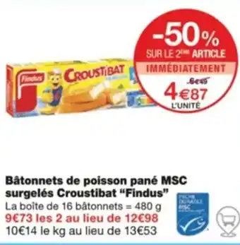 Monoprix Bâtonnets de poisson pané MSC surgelés Croustibat "Findus" offre