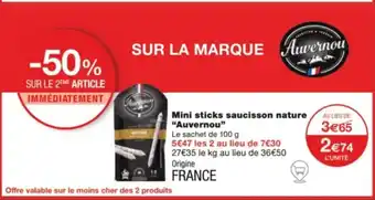 Monoprix Mini sticks saucisson nature "Auvernou" offre