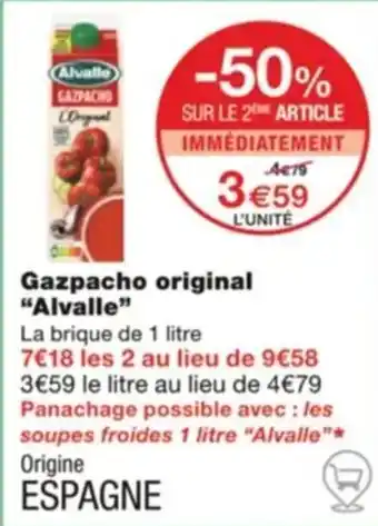 Monoprix Gazpacho original "Alvalle" offre