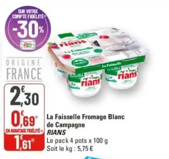 G20 La Faisselle Fromage Blanc de Campagne RIANS offre