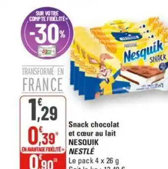 G20 Snack chocolat et cœur au lait NESQUIK NESTLE offre