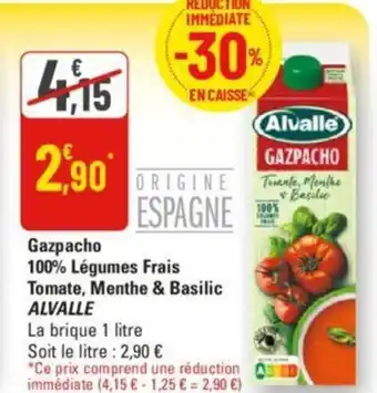 G20 Gazpacho 100% Légumes Frais Tomate, Menthe & Basilic ALVALLE offre