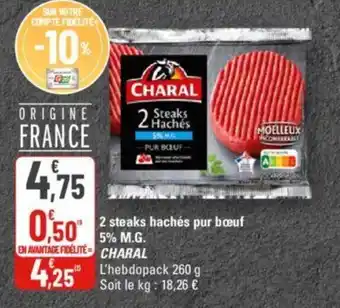 G20 2 steaks hachés pur bœuf 5% M.G. CHARAL offre