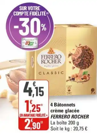 G20 4 Bâtonnets crème glacée FERRERO ROCHER offre