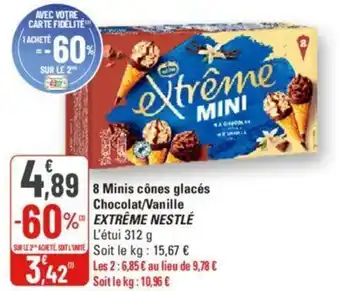 G20 8 Minis cônes glacés Chocolat/Vanille EXTREME NESTLÉ offre