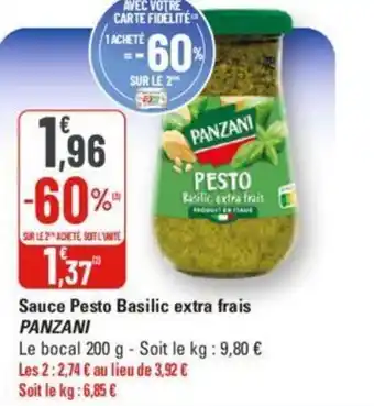 G20 Sauce Pesto Basilic extra frais PANZANI offre