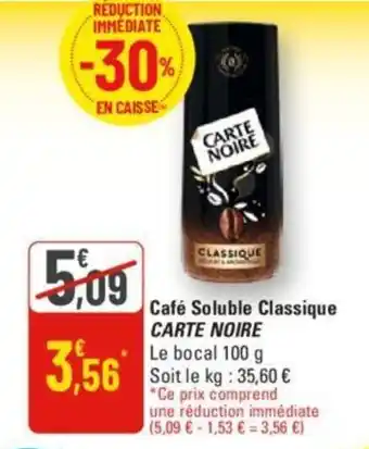 G20 Café Soluble Classique CARTE NOIRE offre