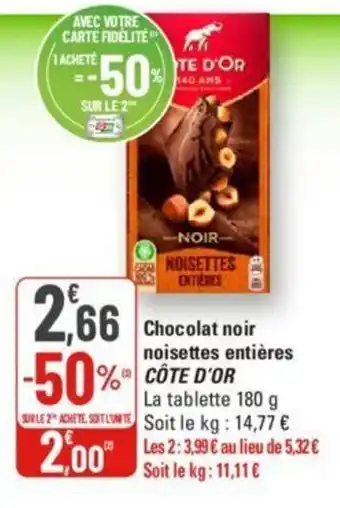 G20 Chocolat noir noisettes entières COTE D'OR offre