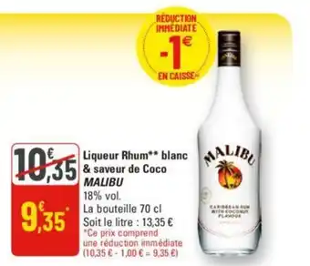 G20 Liqueur Rhum** blanc & saveur de Coco MALIBU offre