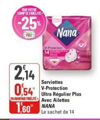 G20 Serviettes V-Protection Ultra Régulier Plus Avec Ailettes NANA offre