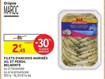 Intermarché FILETS D'ANCHOIS MARINÉS AIL ET PERSIL BELMONTE offre