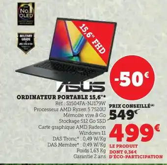 Super U ORDINATEUR PORTABLE 15,6"* offre