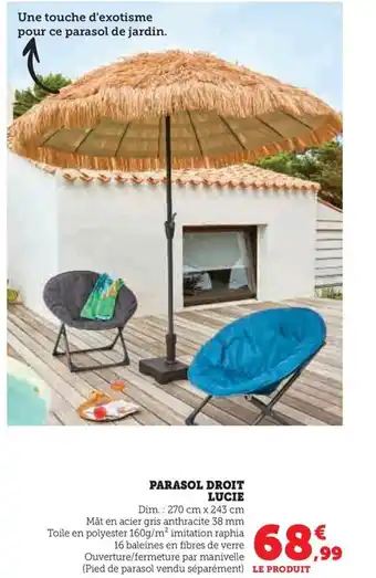 Super U PARASOL DROIT LUCIE offre