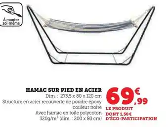 Super U HAMAC SUR PIED EN ACIER Dim. 275,5 x 80 x 120 cm offre