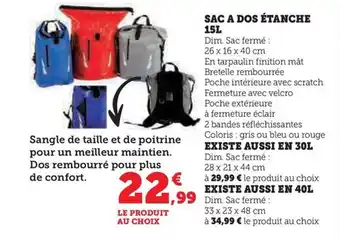 Super U SAC A DOS ÉTANCHE 15L offre