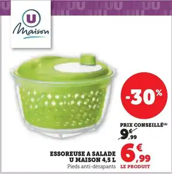 Super U ESSOREUSE A SALADE U MAISON 4,5 L offre