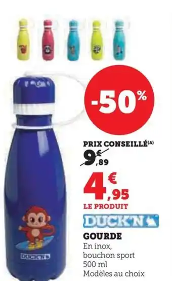 Super U GOURDE En inox, bouchon sport 500 ml offre