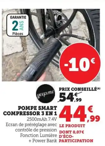 Super U POMPE SMART COMPRESSOR 3 EN 1 offre