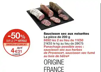 Monoprix Saucisson sec aux noisettes offre