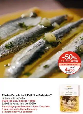 Monoprix La Sablaise Filets d’anchois à l’ail offre