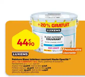 Weldom LUXENS Peinture Blanc Intérieur couvrant Haute Opacité (1) offre