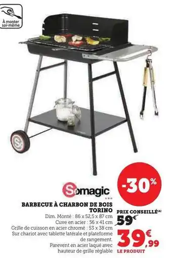 Hyper U Somagic - barbecue à charbon de bois torino offre