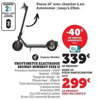 Hyper U Segway-ninebot - trottinette electrique f25e ii offre