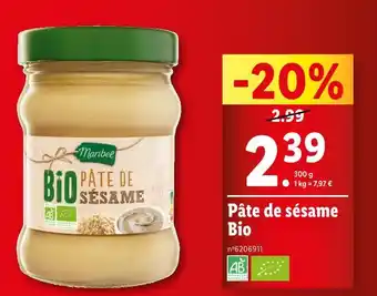 Lidl Maribel Pâte de sésame Bio offre