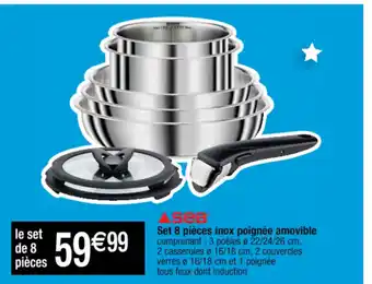 Set 8 pièces inox poignée amovible