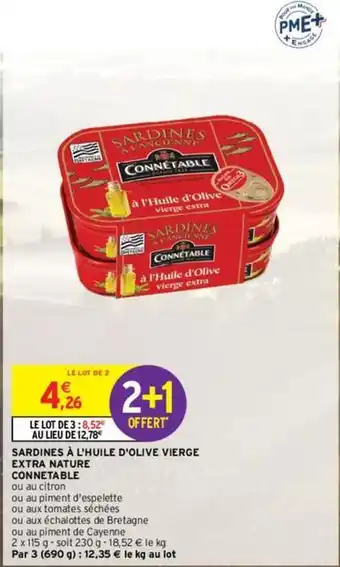 Intermarché Connetable - sardines à l'huile d'olive vierge extra nature offre