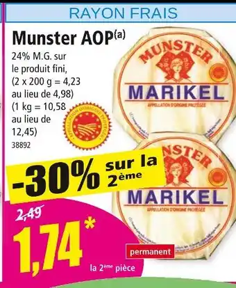 Norma MARIKEL Munster AOP offre