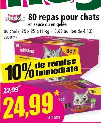 Norma Whiskas 80 repas pour chats offre