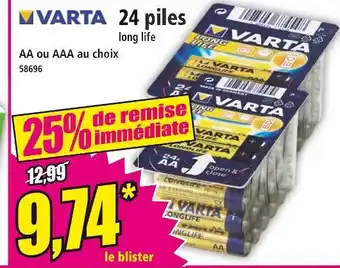 Norma VARTA 24 piles offre