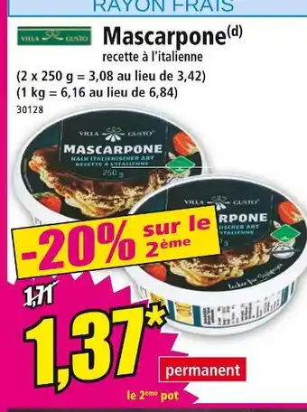 Norma VILLA GUSTO Mascarpone offre