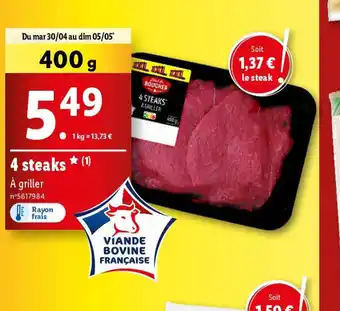 Lidl 4 steaks offre