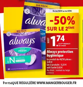 Lidl Always protection hygiènique offre