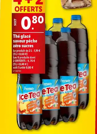 Lidl Thé glacé saveur pêche zéro sucres offre